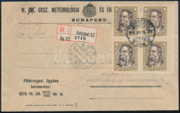 1919 Magyar Tanácsköztársasági Arcképek 80f ívszéli Négyestömb Budapest Helyi Ajánlott Levélen / Mi 265 Block Of 4 On Lo - Andere & Zonder Classificatie