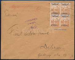 Debrecen I. 1919 Helyi Levél Arató 2f Négyestömb Bérmentesítéssel, Elcsúszott, Fordított Felülnyomással! / 2f Block Of 4 - Other & Unclassified