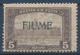 ** Fiume 1918 Parlament 5K HP I. Certificate: Bodor (Sassone 13.000,-) - Otros & Sin Clasificación