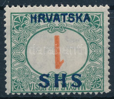 ** SHS 1918 Pirosszámú Portó 1f Fordított Felülnyomással / Mi P27 With Inverted Overprint. Signed: Bodor - Sonstige & Ohne Zuordnung