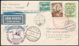 1934 KATAPULT Légi Posta Levél 1,82P Bérmentesítéssel "BUDAPEST" - "KÖLN" Majd Az Europa Hajóval Az Egyesült Államokba / - Autres & Non Classés
