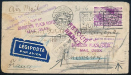 1937 Légi Levél Budapestről Franciaországba, Majd Onnan Továbbküldve New Yorkba / Airmail Cover From Budapest To France, - Andere & Zonder Classificatie