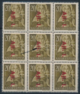 ** 1946 Betűs Ajl.I./20f 9-es Tömb, Benne Alj Tévnyomat (50.000) / Plate Variety - Autres & Non Classés