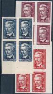 ** 1949 Petőfi Sándor III. Vágott Sor ívszéli Négyestömbökben (32.000) (40f, 60f Papírránc) / Mi 1045-1047 Imperforate M - Sonstige & Ohne Zuordnung