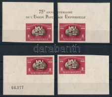 ** 1950 4 Db UPU Blokkból Kivágott ívsarki Vágott Bélyeg (100.000) / 4 X Mi 1111 Imperforate Corner Stamp - Autres & Non Classés