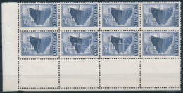 ** 1950 Repülő Vi. 1,60Ft ívsarki 8-as Tömb 4 Db Bal Oldali üres Mezővel / Mi 1124 Corner Block Of 8 With Blank Fields - Autres & Non Classés