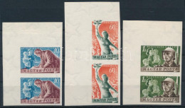 ** 1950 Béke Vágott Sor ívsarki Párokban / Mi 1139-1141 Imperforate Set In Corner Pairs - Autres & Non Classés