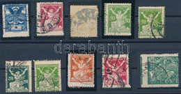 O Csehszlovákia 10 Db Korai Elfogazott Bélyeg / Czechoslovakia 10 Early Stamps With Shifted Perforation - Other & Unclassified