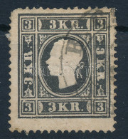 O 1858 3kr Fekete I. Típus (45.000) (bal Felső Sarok Kopott) / 3kr Black Type I. (corner Fault) - Otros & Sin Clasificación