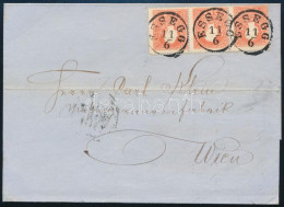 1860 5kr Hármascsík Levélen / Stripe Of 3 On Cover "ESSEGG" - Sonstige & Ohne Zuordnung