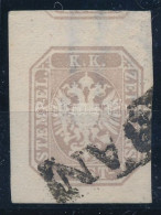 O 1863 Hírlapbélyeg Szürkéslila, R Vízjellel, Nagy ívszélekkel, A Felső Bélyeg Alsó Részével / Newspaper Stamp Greyish L - Other & Unclassified
