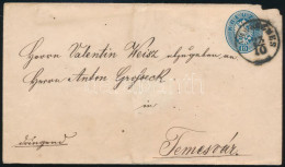 1863 10kr Díjjegyes Boríték B Típus (20.000) / 10kr PS-cover "(K)ARÁNSEBES" - Temesvár - Sonstige & Ohne Zuordnung