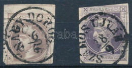 O 1867 2 Db Hírlapbélyeg, Az Egyik Szürkés Ibolya, A Másik Sötét Ibolya Színben / Newspaper Stamps: Greyish Violet, Dark - Andere & Zonder Classificatie