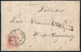 1867 5kr Levélen, Levélzáróval / On Cover With Label "PEST / DÉLUTÁN" - Otros & Sin Clasificación