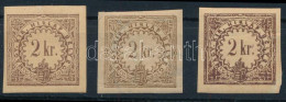 **, * 1868-1888 3 Db Hírlapilletékbélyeg 2kr / 3 Newspaper Duty Stamps - Andere & Zonder Classificatie
