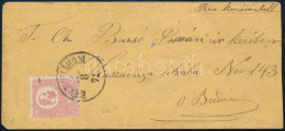 1871 Kőnyomat 5kr Képbe Fogazva Levélen (sárga Boríték) / 5kr With Shifted Peroration On Cover "RÉV KOMÁROM" - Sonstige & Ohne Zuordnung