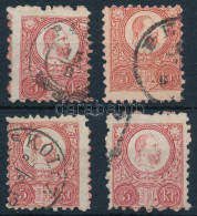 O 1871 4 Db Réznyomat 5kr Elfogazva / Shifted Perforations - Other & Unclassified