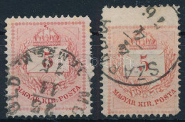 O 1874 2 Db 5kr, Az Egyik Keskenyre Fogazva / 2 X 5kr, One With Shifted Perforation - Otros & Sin Clasificación