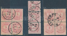 O 1874 5kr Hármascsík + 1881 5kr Négyestömbök / Units - Other & Unclassified