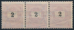 ** 1881 2kr Hármascsík, összefüggő Lemez (papírránc) / Stripe Of 3 (papír Crease) - Sonstige & Ohne Zuordnung