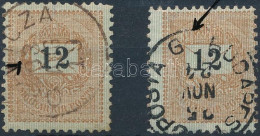 O 1889 2 Db 12kr Körte és Fáklya Javítással / With Retouche - Altri & Non Classificati