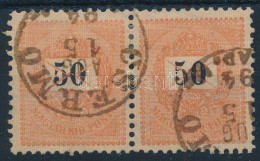 O 1889 50kr Pár: Számjegy Alól Kilátszó Levélhajtás / Mi 38 Pair Plate Variety - Sonstige & Ohne Zuordnung