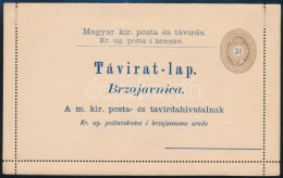 1892 31kr Díjjegyes Zárt Táviratlap, Használatlan / 31kr PS-telegram Cover Card, Unused - Altri & Non Classificati