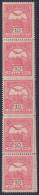 ** 1912 Turul 10f Kármin Tekercsbélyeg Hajtott, Ragasztott 10-es Csík (26.000) / 10f Coil Stamp: Stripe Of 10 - Other & Unclassified