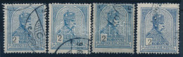 O 1913 Turul 4 X 2K Elcsúszott értékszámokkal / 4 X Mi 125 With Shifted Numbers - Other & Unclassified