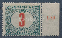 * 1919 Köztársaság Portó 3f ívszéli Bélyeg Felülnyomat Nélkül. Eredetileg Ez Az érték Nem Készült A Pirosszámú Zöldportó - Sonstige & Ohne Zuordnung