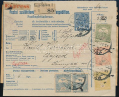 1903 Expressz Csomagszállító 1,22K Kiegészítéssel, A Bélyegek Egy Része K Céglyukasztással / Express Parcel Card With Pe - Sonstige & Ohne Zuordnung