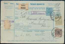 1905 Szállítólevél 72f Bérmentesítéssel / Parcel Card "STUBICA" - Sonstige & Ohne Zuordnung