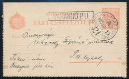 1905 10f Díjjegyes Zárt Levelezőlap "VARANNÓ-TŐKE TEREBES" Vasúti + "VARANNÓ" Pályaudvari Bélyegzéssel / PS-cover Card W - Other & Unclassified