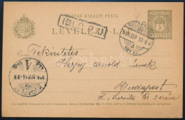 1906 5f Díjjegyes Levelezőlap "RUTTKA-KASSA" Vasúti Mozgóposta és "IGLÓ" Pályaudvari Bélyegzéssel / PS-card With Railway - Other & Unclassified