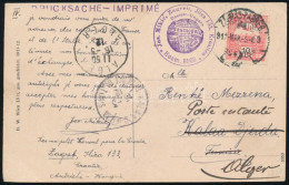1912 Képeslap Turul 10f Bérmentesítéssel Tunéziába Küldve, Majd Algériába Továbbítva, érkezési Bélyegzésekkel / Postcard - Otros & Sin Clasificación