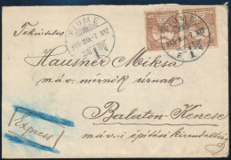 1915 Expressz Levél Turul 20f Párral Bérmentesítve Fiuméből Balatonkenesére / Express Cover From Fiume - Other & Unclassified