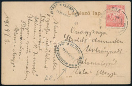 1918 Képeslap "M.KIR. MOZGÓPOSTÁK NAGY KANIZSA P. UDV." Vasúti Mozgóposta Bélyegzéssel / Postcard With Railway Postmark - Andere & Zonder Classificatie