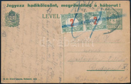 1918 Díjjegyes Levelezőlap Budapestre, 2f Pár Portóval / PS-card With Postage Due Stamps - Otros & Sin Clasificación