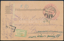 1916 Tábori Posta Levelezőlap "Czím Elégtelen" Címkével Visszaküldve / Field Postcard, Returned "MAGYAR 4. HONVÉG GYALOG - Altri & Non Classificati