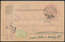 1916 Tábori Posta Levelezőlap "Czím Elégtelen" Címkével Visszaküldve / Field Postcard, Returned "MAGYAR 4. HONVÉG GYALOG - Sonstige & Ohne Zuordnung
