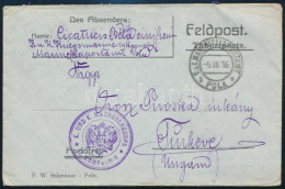 1916 Tábori Posta Levél / Field Post Cover "K.u.k. Matrosenkorps 12. Kompagnie" + "POLA" - Sonstige & Ohne Zuordnung