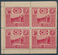 ** 1924 Hohe Rinne IX. Piros ívszéli Négyestömb / Red Margin Block Of 4 (elvált Fogak / Aparted Perfs) - Sonstige & Ohne Zuordnung