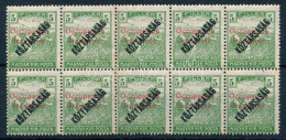 ** Arad 1919 Arató/Köztársaság 5f 10-es Tömb. Signed: Bodor - Autres & Non Classés