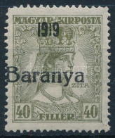 * Baranya I. 1919 Zita 40f Fekete Felülnyomással / Mi 38. Signed: Bodor - Autres & Non Classés