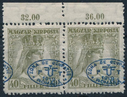 ** Debrecen I. 1919 Zita 40f Pár Elcsúszott Felülnyomással / Mi 41 Pair With Shifted Overprint. Signed: Bodor - Andere & Zonder Classificatie