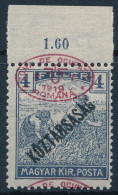 ** Debrecen I. 1919 Arató/Köztársaság 4f ívszéli Bélyeg Elcsúszott Felülnyomással / Mi 45 With Shifted Overprint. Signed - Other & Unclassified