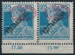 ** Debrecen I. 1919 Károly/Köztársaság 25f Pár Elcsúszott Felülnyomással / Mi 59a Pair With Shifted Overprint. Signed: B - Other & Unclassified