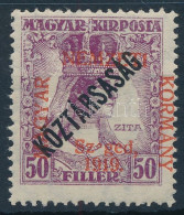 ** Szeged 1919 Zita/Köztársaság 50f "Sz Ged" Lemezhiba / Mi 40 With Plate Variety. Signed: Bodor - Other & Unclassified