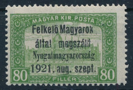 ** Nyugat-Magyarország I. 1921 Parlament 80f Próbanyomat / Proof. Signed: Bodor - Other & Unclassified