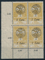 ** Nagyvárad 1919 Árvíz 2f ívsarki Négyestömb / Mi 2 II. Block Of 4. Signed: Bodor - Other & Unclassified